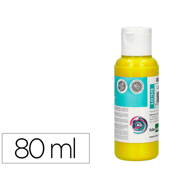 Pintura acrilica liderpapel frasco de 80 ml amarelo 1