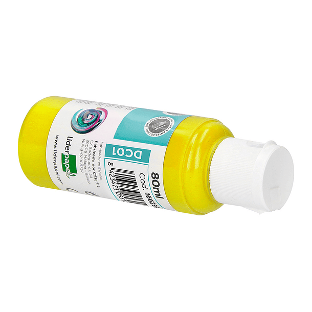 Pintura acrilica liderpapel frasco de 80 ml amarelo 6