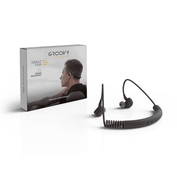 Auriculares groovy sport bluetooth neckband com microfone cor cinza escuro 1