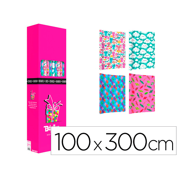 Papel fantasia basika infantil rolo de 100 x 300 cm modelos sortidos 1