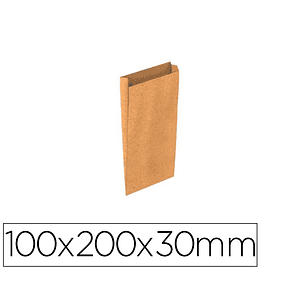 Envelope basika kraft natural liso com fole xxs 100x200x30 mm pack de 25 unidades