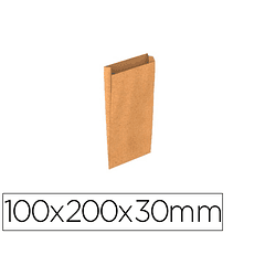 Envelope basika kraft natural liso com fole xxs 100x200x30 mm pack de 25 unidades