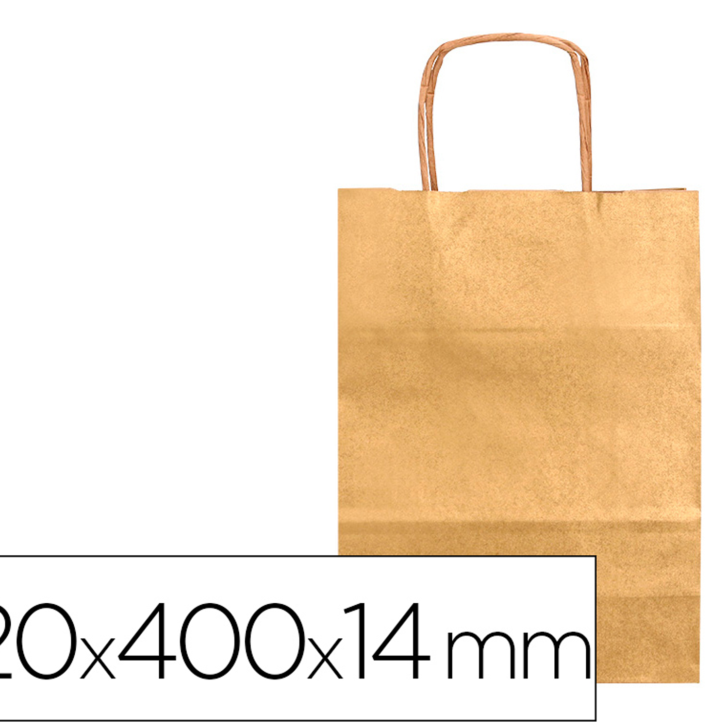 Bolsa de papel q-connect kraft ouro l com asa retorcida 320x400x14 mm 5