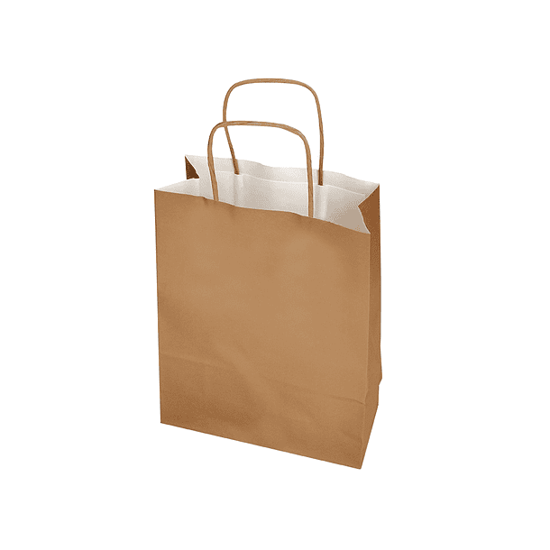 Bolsa de papel q-connect celulose natural liso l com asa retorcida 320x400x14 mm 6