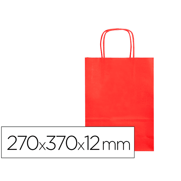 Bolsa de papel q-connect celulose vermelho m com asa retorcida 270x370x12 mm 2