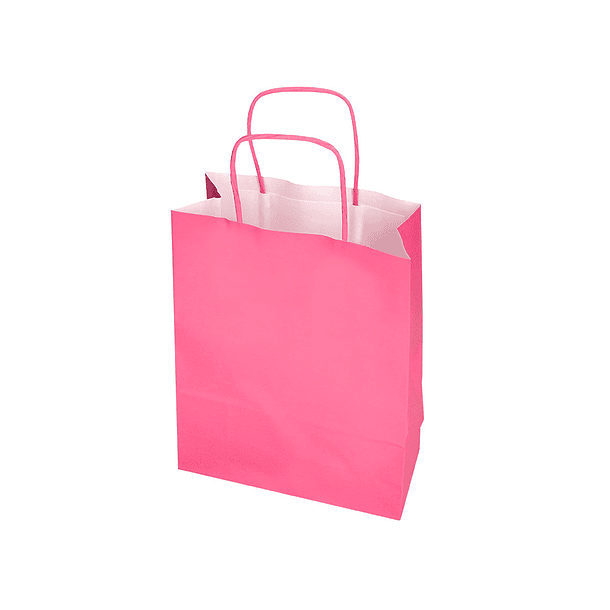 Saco de papel basika celulose rosa s com asa torcida 240x320x10 mm 5