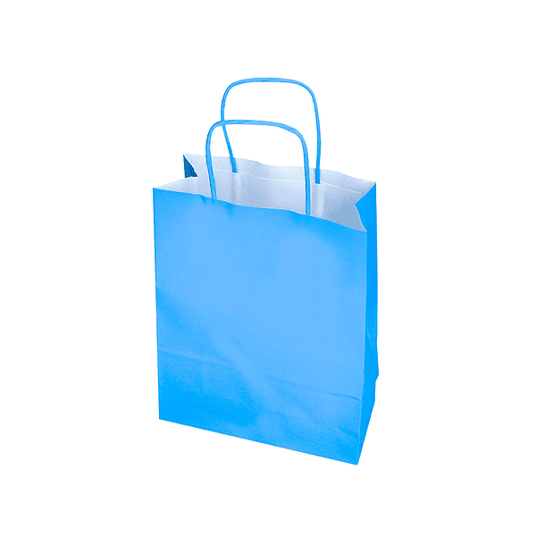 Bolsa de papel q-connect celulose celeste s com asa retorcida 240x320x10 mm 8