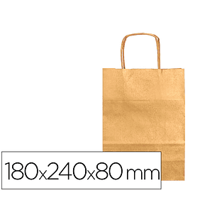 Bolsa de papel q-connect kraft ouro xs com asa retorcida 180x240x80 mm