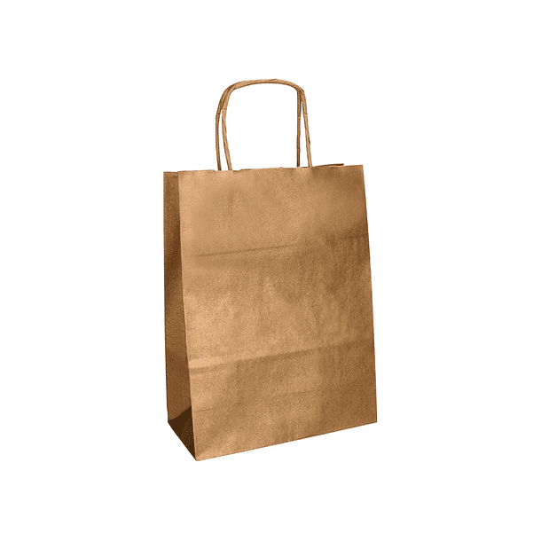 Bolsa de papel q-connect kraft natural liso xs com asa retorcida 180x240x80 mm 5