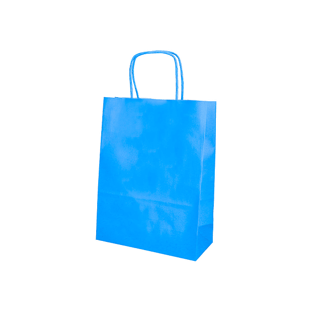 Bolsa de papel q-connect celulose celeste s com asa retorcida 240x320x10 mm 4