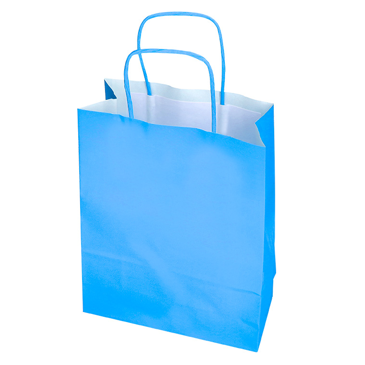 Bolsa de papel q-connect celulose celeste s com asa retorcida 240x320x10 mm 5