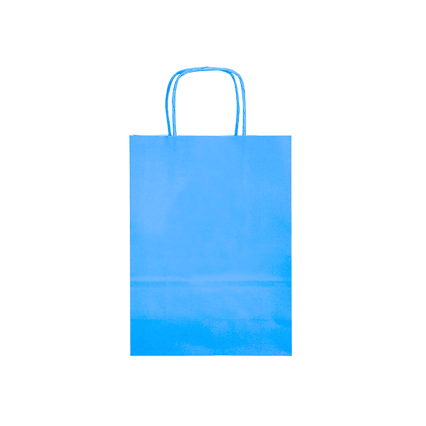 Bolsa de papel q-connect celulose celeste xs com asa retorcida 180x240x80 mm 3