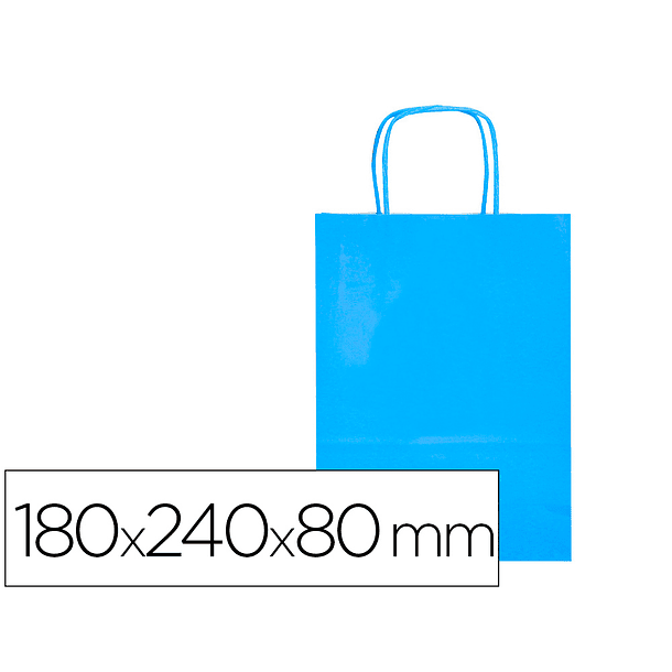 Bolsa de papel q-connect celulose celeste xs com asa retorcida 180x240x80 mm 4