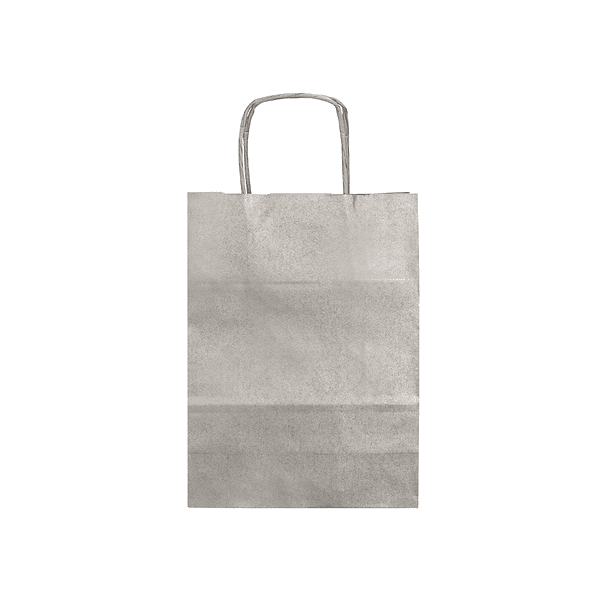 Bolsa de papel q-connect kraft prata xs com asa retorcida 180x240x80 mm 1