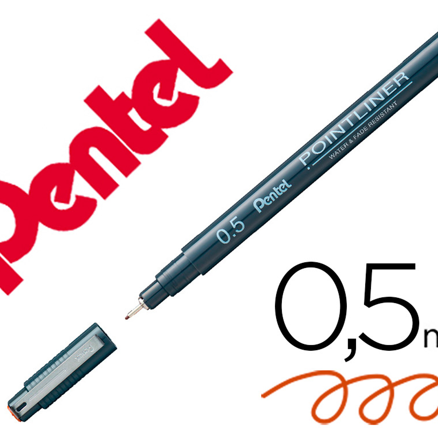 Marcador pentel pointliner com tinta pigmentada cor sanguinea ponta de 0,5 mm 1