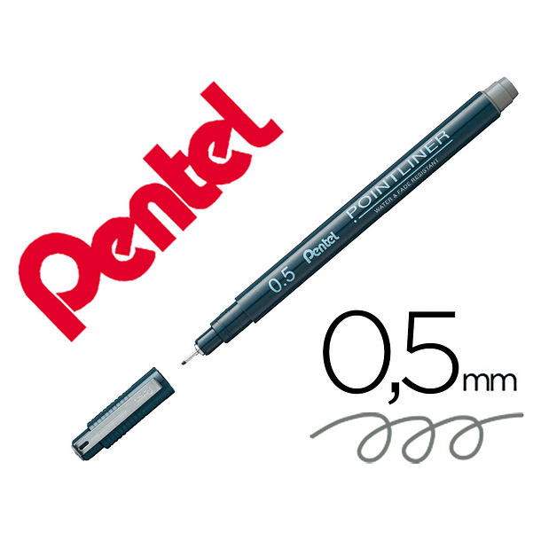 Marcador pentel pointliner com tinta pigmentada cor cinza ponta de 0,5 mm 2