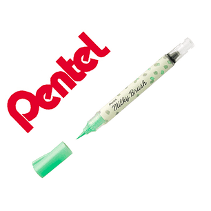 Pincel pentel milky brush cor pastel verde