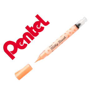 Pincel pentel milky brush cor pastel laranja