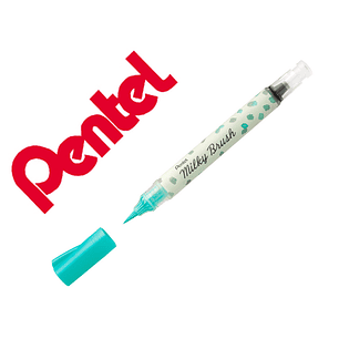 Pincel pentel milky brush cor pastel turquesa