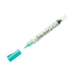 Pincel pentel milky brush cor pastel turquesa