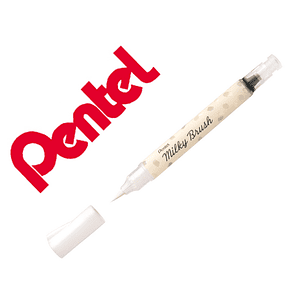 Pincel pentel milky brush cor pastel branco