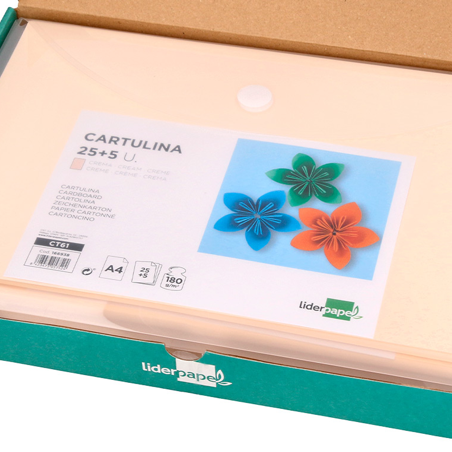 Cartolina liderpapel a4 180 gr creme pack de 25+5 folhas 6