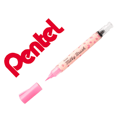 Pincel pentel milky brush cor pastel rosa