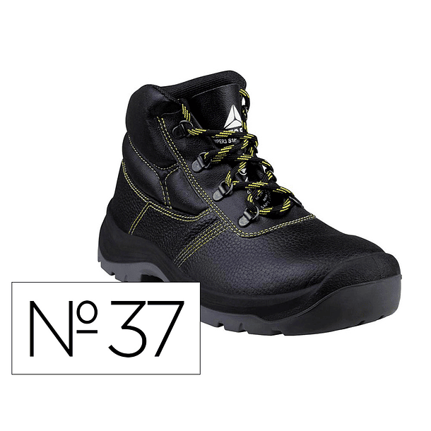 Botas deltaplus de seguranca em couro pigmentado sola pu bi-densidade cor preto tamanho 37 1