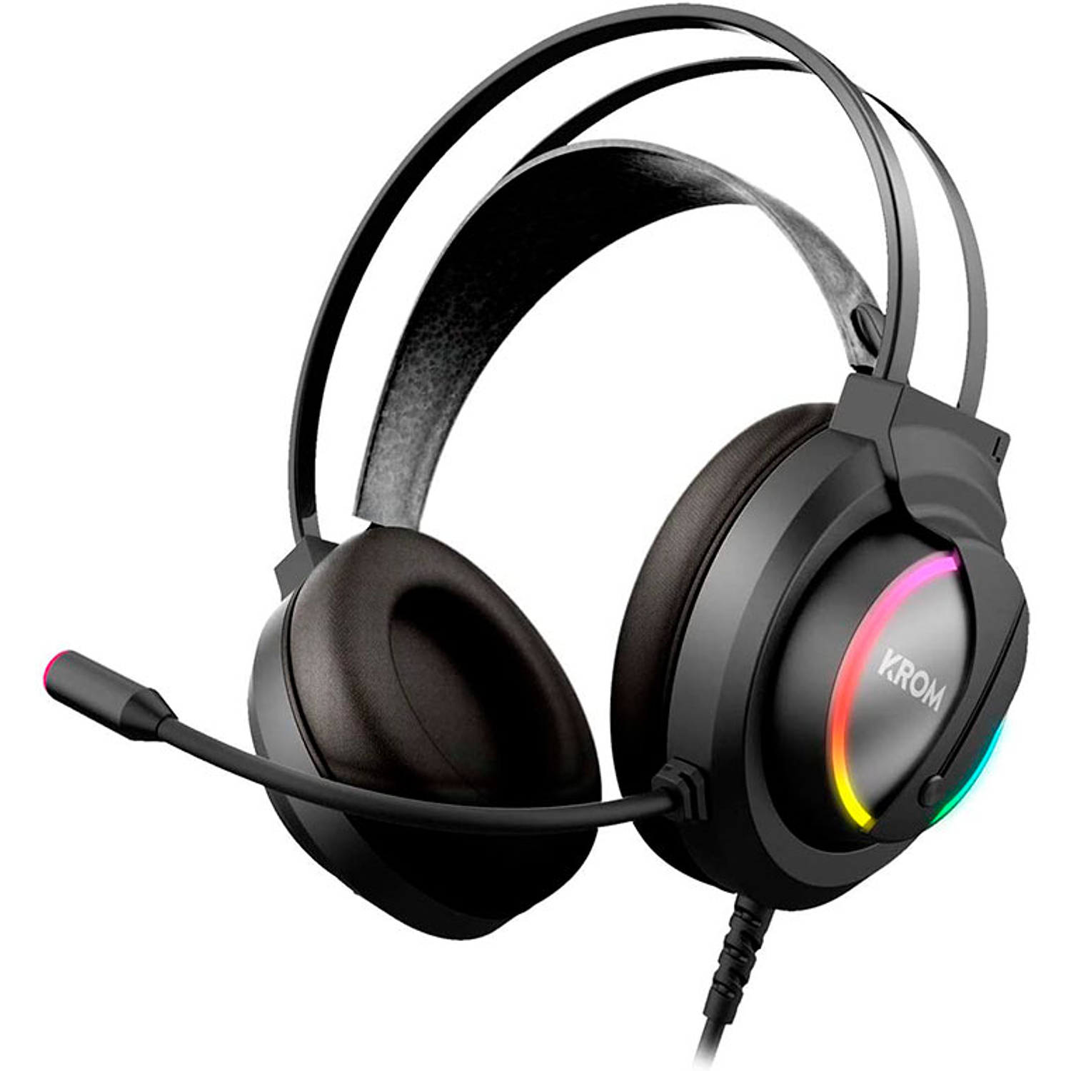 Auricular krom kappa gaming stereo com microfone flexivel iluminacao led rgb arco-iris comprimento cabo 210 cm 2