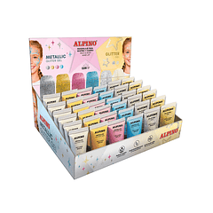 Expositor alpino gel maquilhagem 24 glittter gel metalico + 12 glitter gel