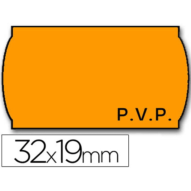 Rolo de etiquetas adesivas meto onduladas 32 x 19 mm pvp- laranja fluorescente rolo 1000 2