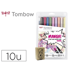 Marcador tombow dual brush ponta dupla pincel estojo de 10 unidades cores sortidas