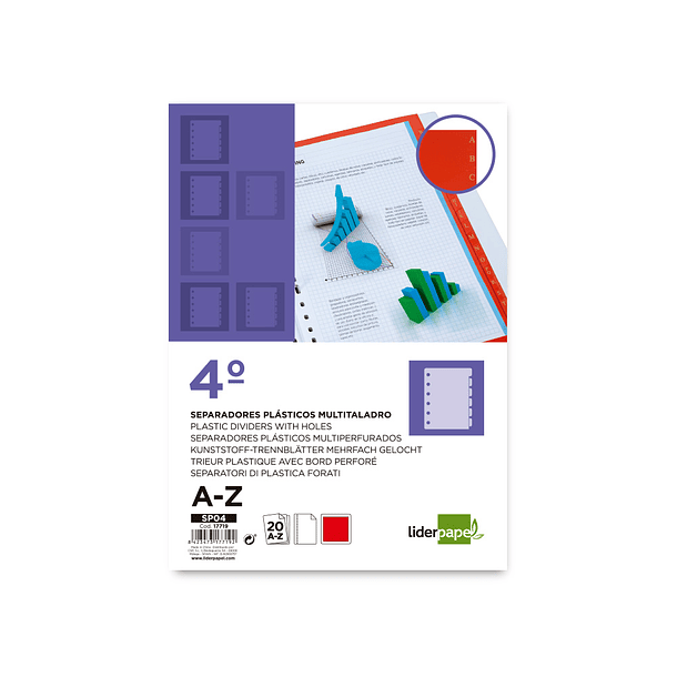 Separador liderpapel plastico alfabetico a-z quarto 3