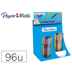 Marcador paper mate flair ponta de fibra expositor de 96 unidades cores sortidas