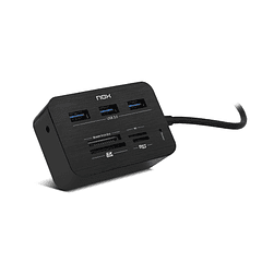 Hub nox com leitor de cartoes 3xusb 3.0 cor preto