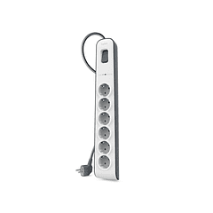 Extensao belkin bsv603vf2m protecao contra sobrecargas 6 tomadas botao lig. e desl. cor branco/cinza