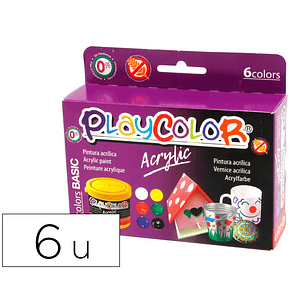 Pintura acrilica playcolor acrylic basic 40 ml caixa de 6 unidades cores sortidas