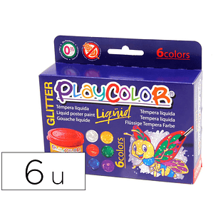 Guache liquido playcolor liquid glitter 40 ml caixa de 6 unidades cores sortidas