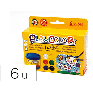 Guache liquido playcolor liquid basic 40 ml caixa de 6 unidades cores sortidas