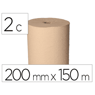 Papel secamanos bunzl greensource nature 2 capas celulosa reciclada kraft 200 mm x 150 mt paquete de 6