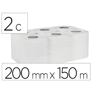 Papel secamanos bunzl greensource 2 capas celulosa blanca 200 mm x 150 mt paquete de 6 rollos