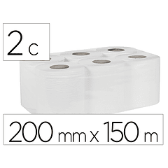 Papel secamanos bunzl greensource 2 capas celulosa blanca 200 mm x 150 mt paquete de 6 rollos