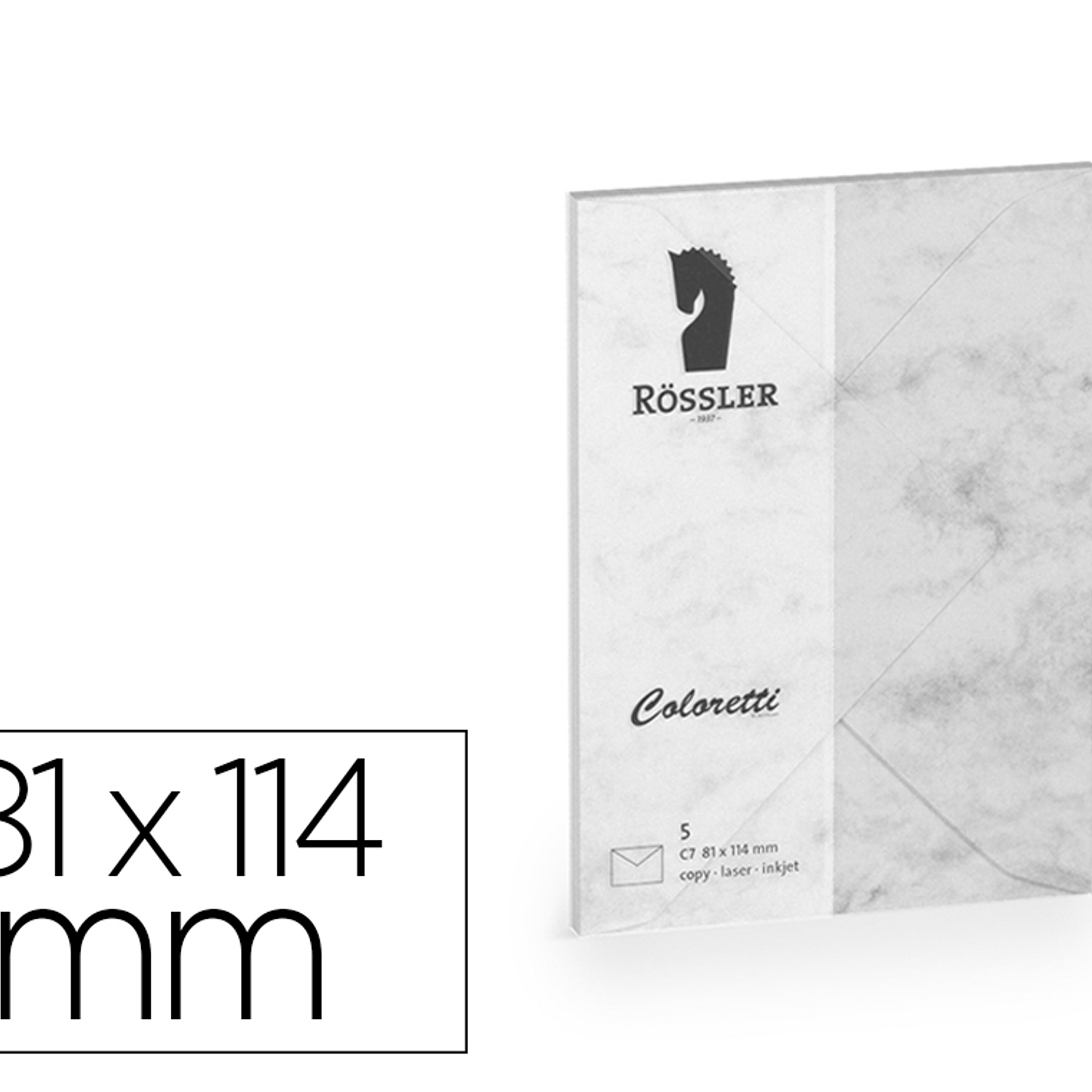 Envelope rossler coloretti c7 cor marmore cinza 81x114 mm pack de 5 unidades