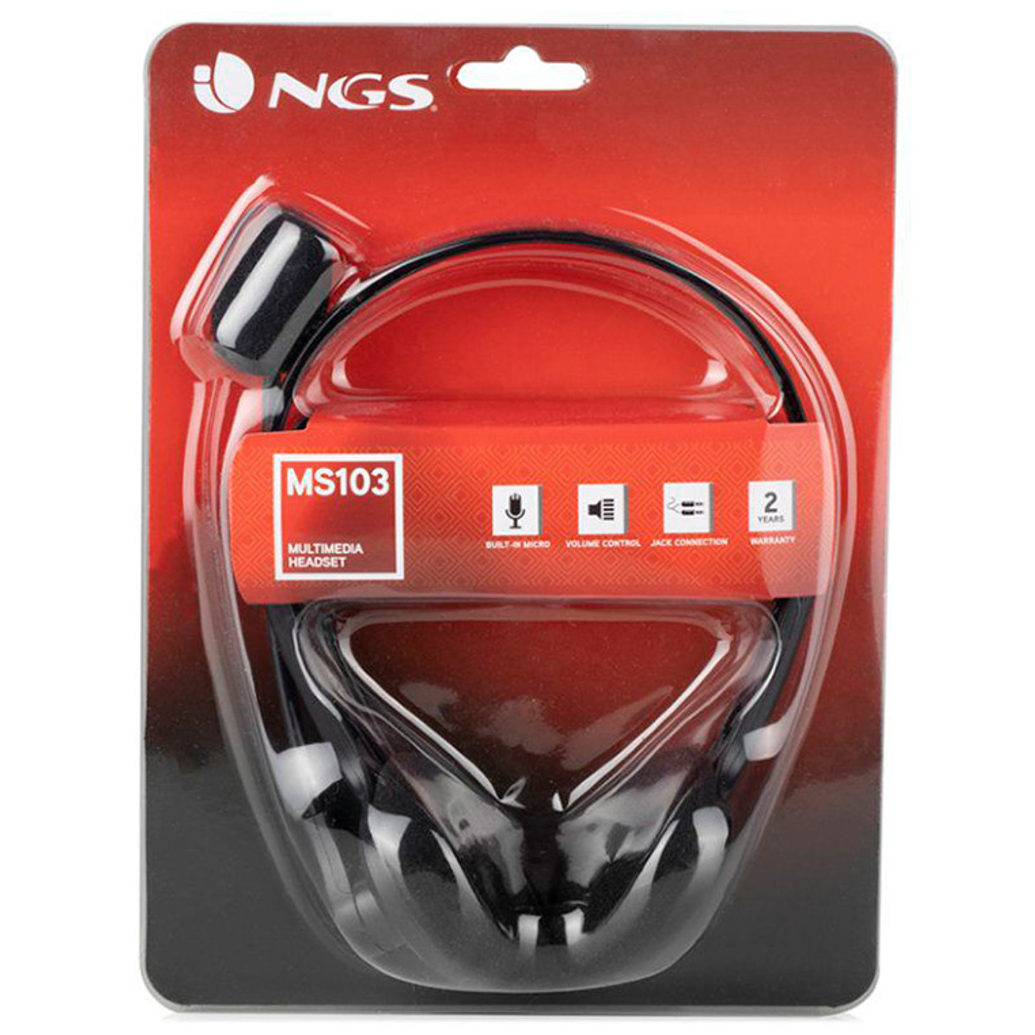 Auricular ngs ms 103 pro microfone e controlo de volume diadema ajustavel jack 3,5 mm comprimento do cabo 4