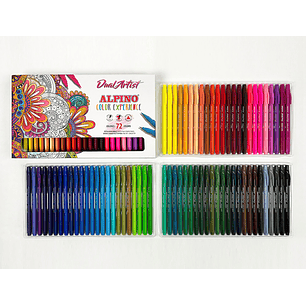 Marcador alpino dual artist dupla ponta color experience estojo de 72 unidades cores sortidas