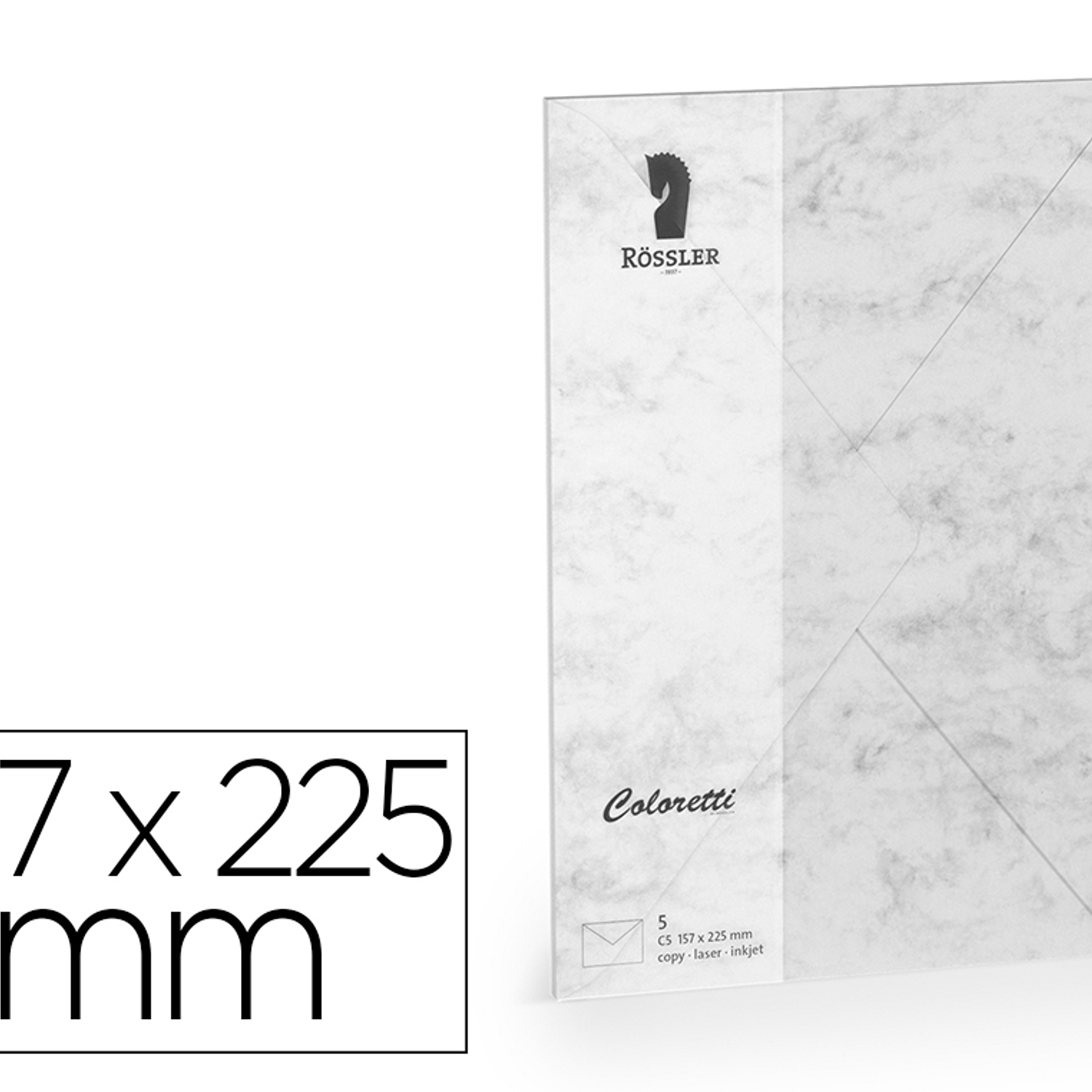 Envelope rossler coloretti c5 cor marmore cinza 157x225 mm pack de 5 unidades