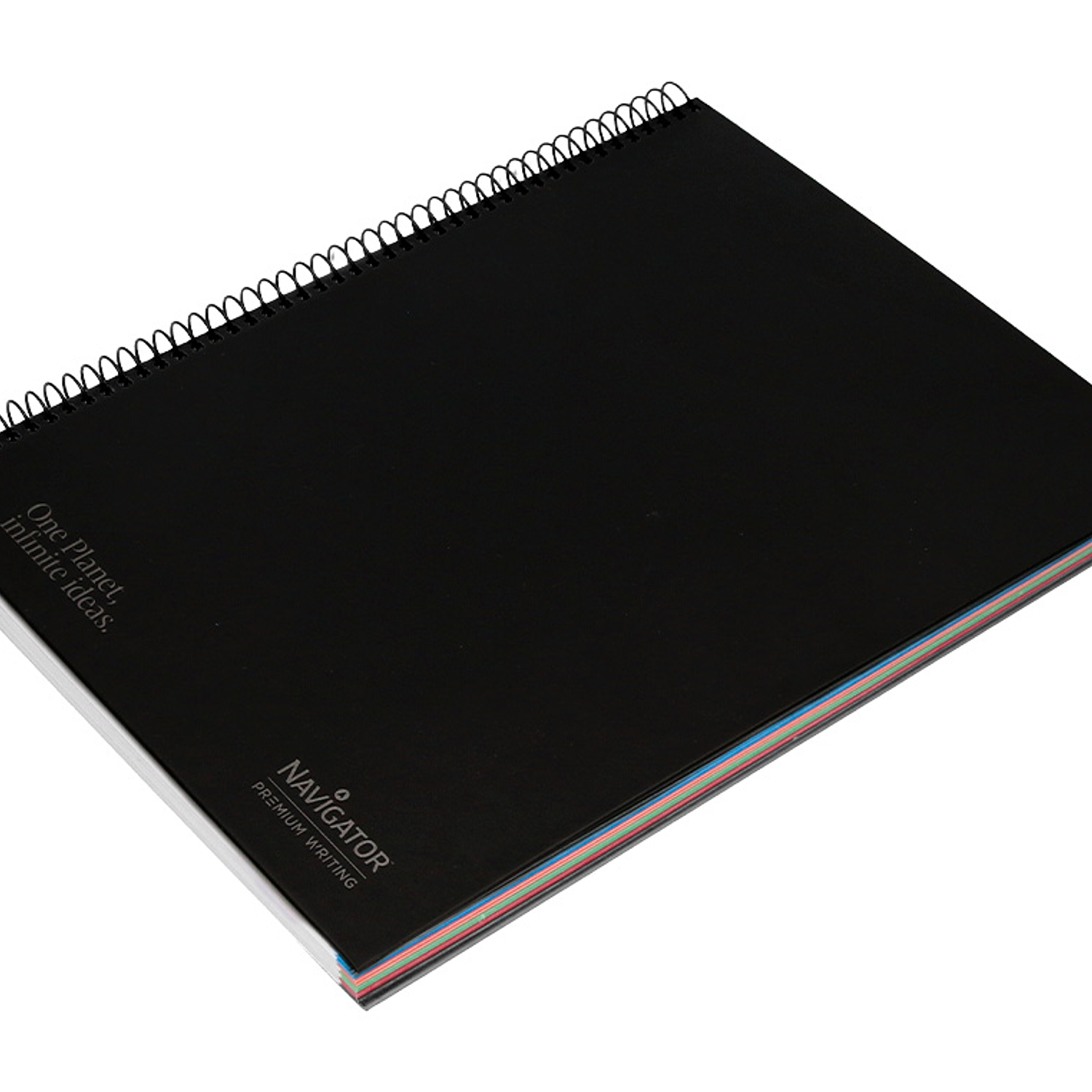 Caderno espiral navigator a4 micro capa forrada 120 f 80 gr quadricula 5mm 5 bandas 4 furos cor preto 4