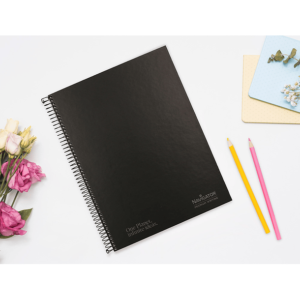 Caderno espiral navigator a4 micro capa forrada 120 f 80 gr quadricula 5mm 5 bandas 4 furos cor preto 9