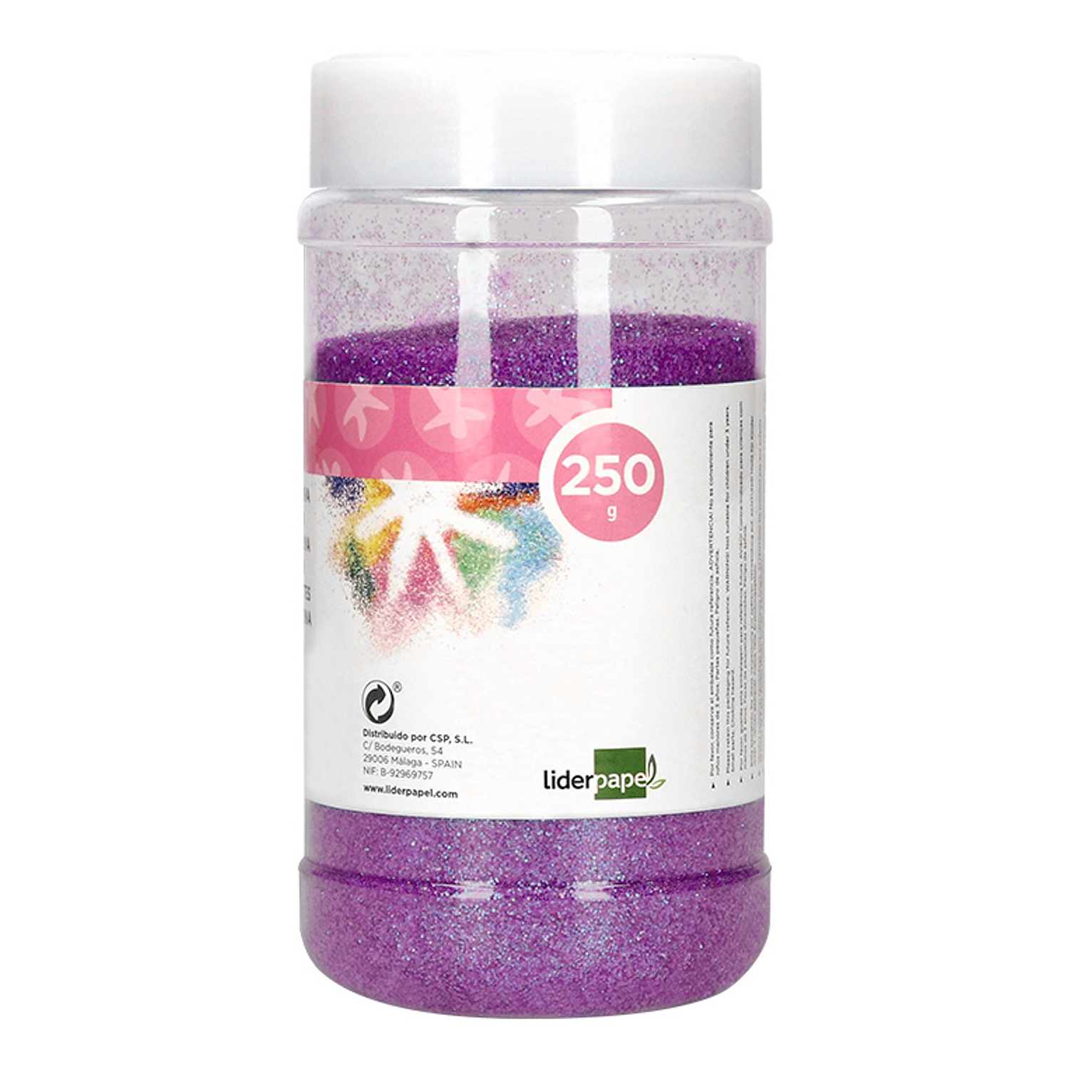 Purpurina liderpapel fantasia cor violeta pastel metalizado frasco de 250 gr 2