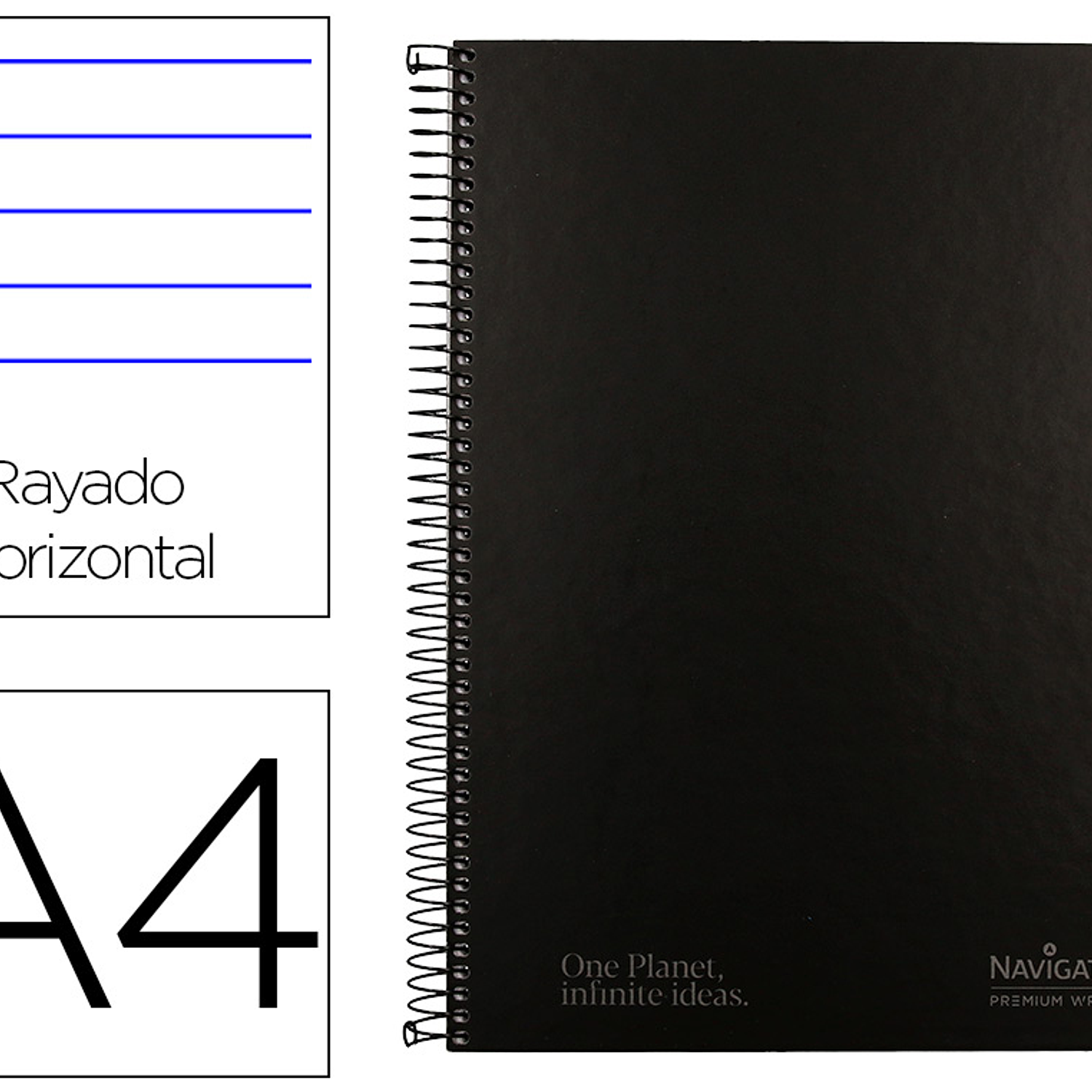 Caderno espiral navigator a4 micro capa forrada 120 f 80 gr pautado 5 bandas 4 furos cor preto 2